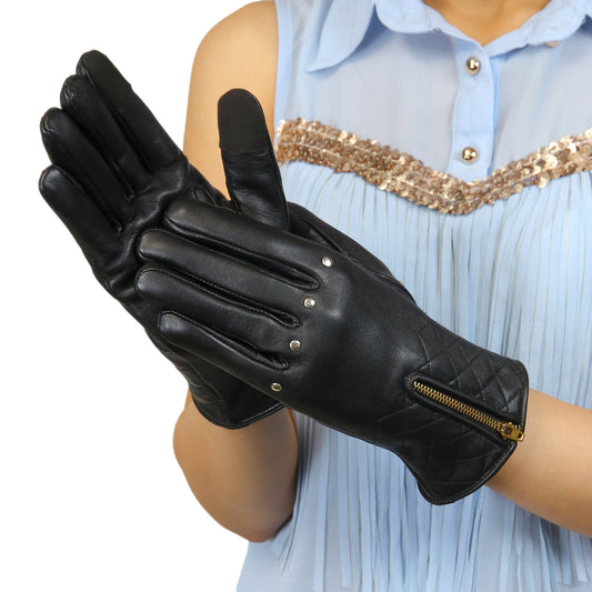 Leather Driving Gloves: Women's Elegant Winter Touchscreen Gloves