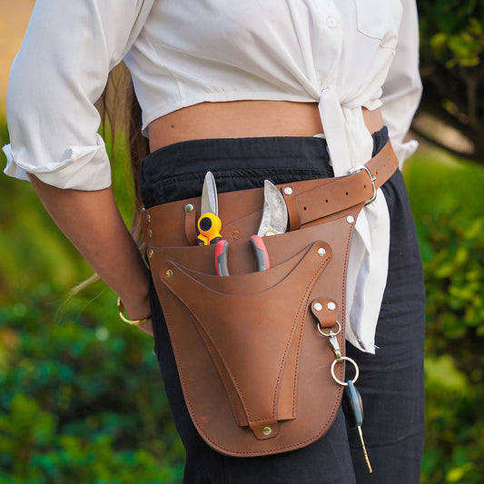 Leather Florist Tool Belt: Heavy Duty Garden & Landscaping Bag