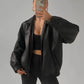 Ladies Classic black Leather Bomber jacket