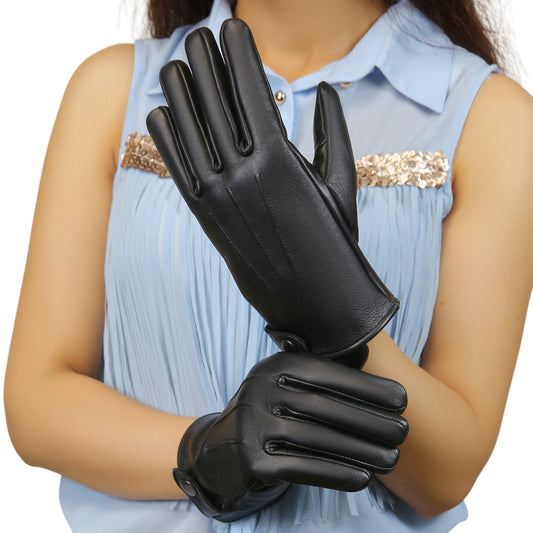 Leather Driving Gloves: Women's Elegant Winter Touchscreen Gloves