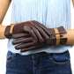 Classy women's mehroon leather gloves - fine soft and smooth nappa lamb leather - warm winter gloves, cashmere lined gloves