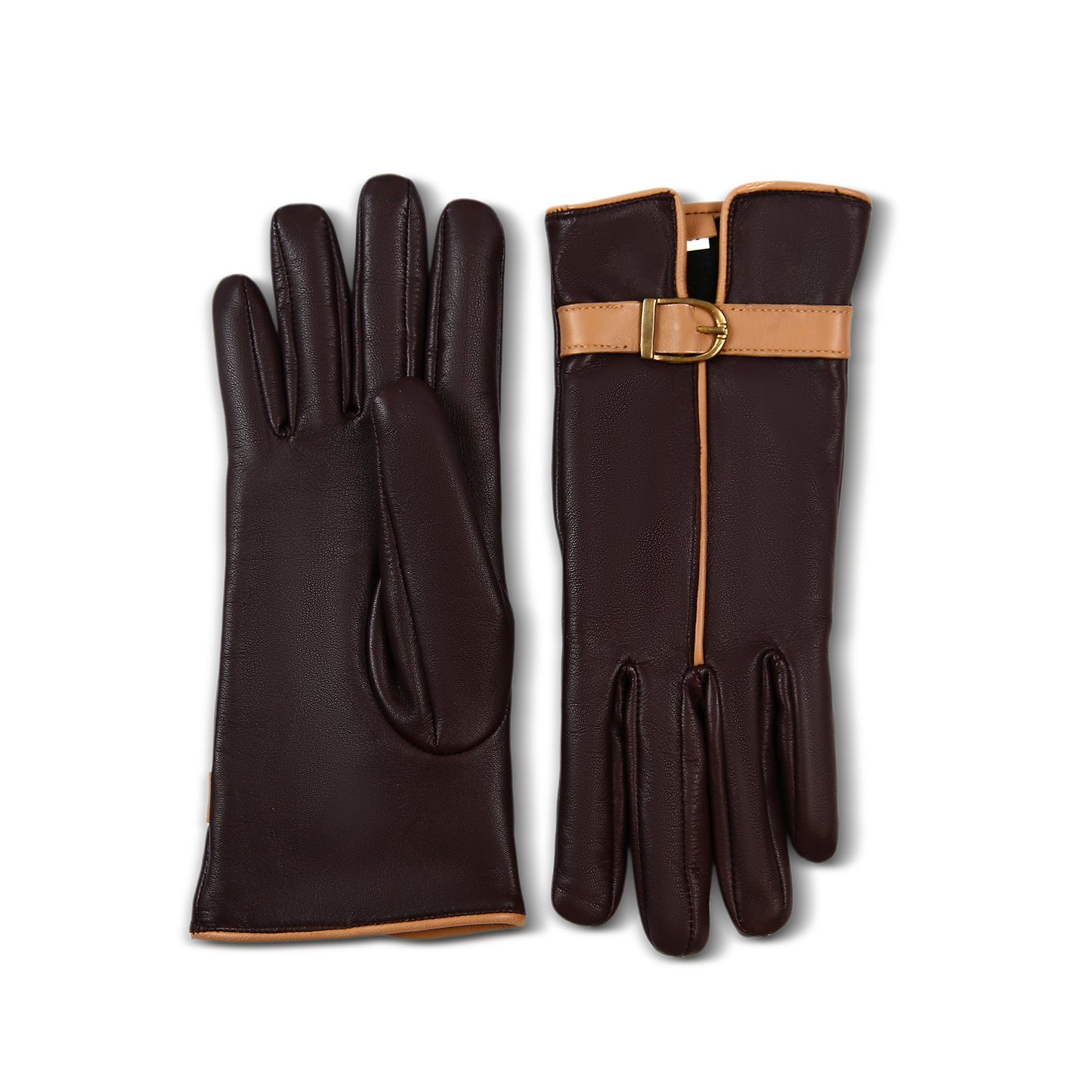 Classy women's mehroon leather gloves - fine soft and smooth nappa lamb leather - warm winter gloves, cashmere lined gloves