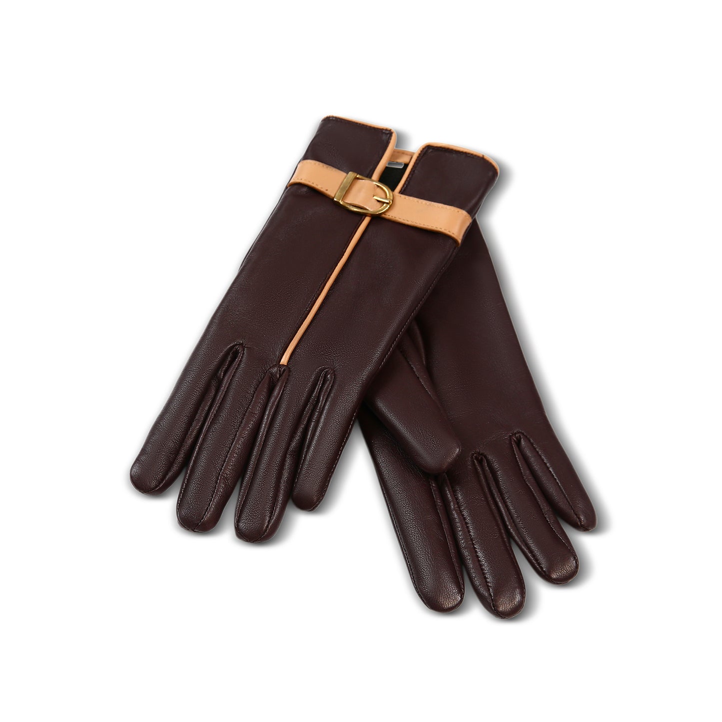 Classy women's mehroon leather gloves - fine soft and smooth nappa lamb leather - warm winter gloves, cashmere lined gloves