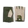 Prime Sports Leather Crochet Fingerless Driving Weight Training Cycling Wheelchair Biker Gloves