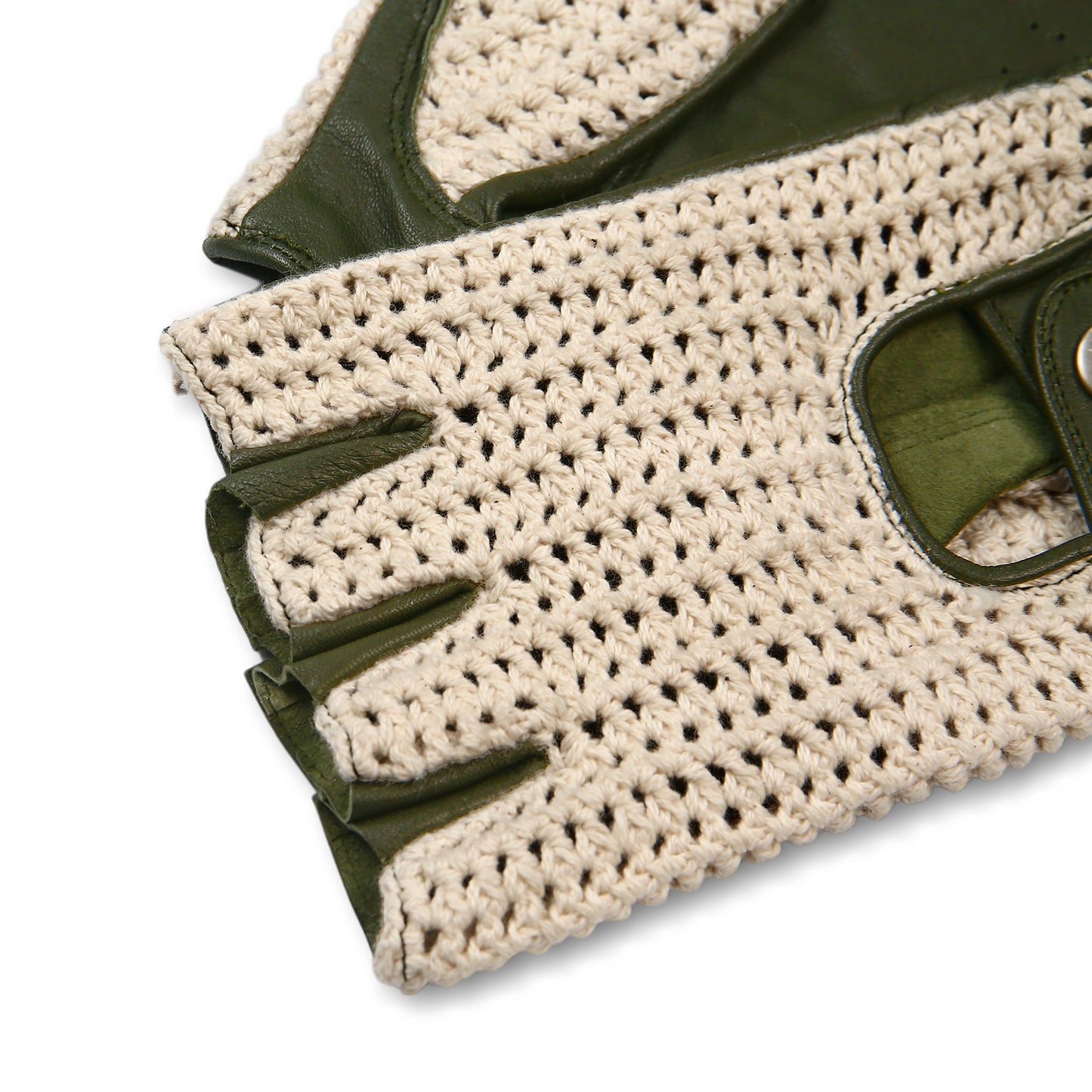 Prime Sports Leather Crochet Fingerless Driving Weight Training Cycling Wheelchair Biker Gloves