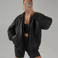 Ladies Classic black Leather Bomber jacket