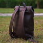 Personalized Brown Leather Roll-Top Backpack — Travel & Laptop Bag