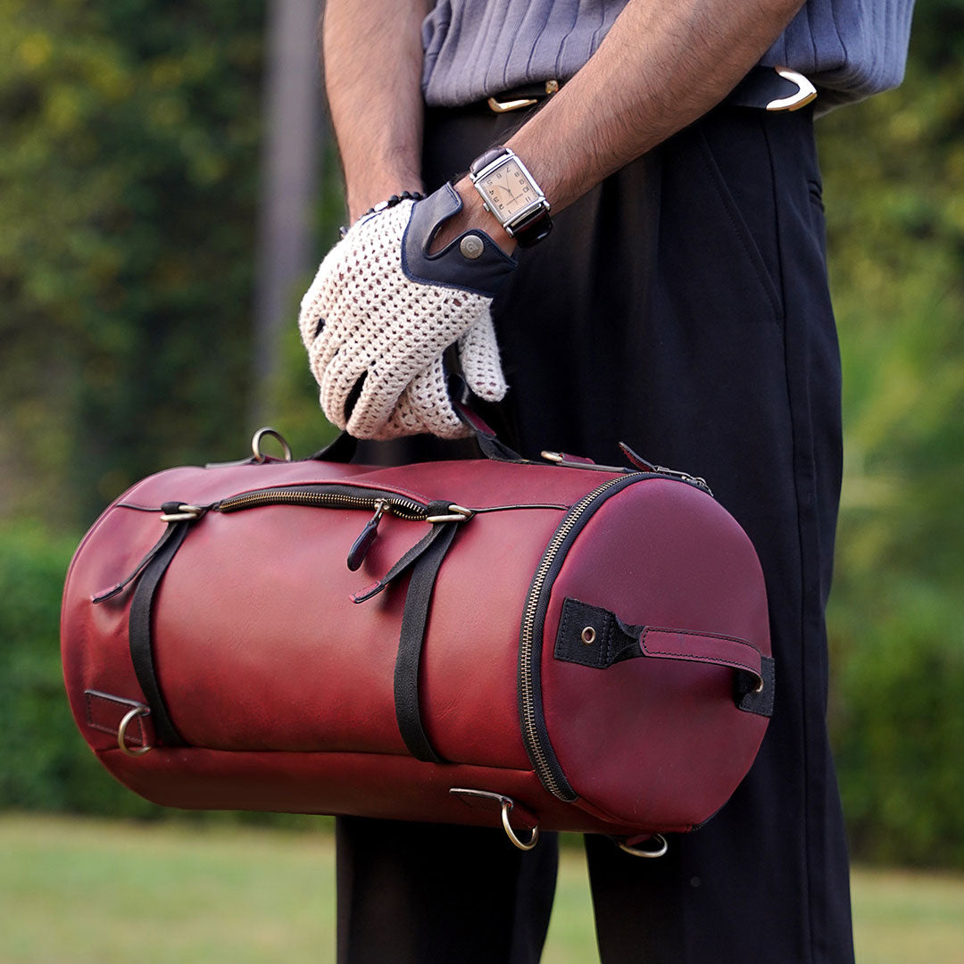 Personalized Brown Leather Roll-Top Backpack — Unisex Travel & Laptop Bag