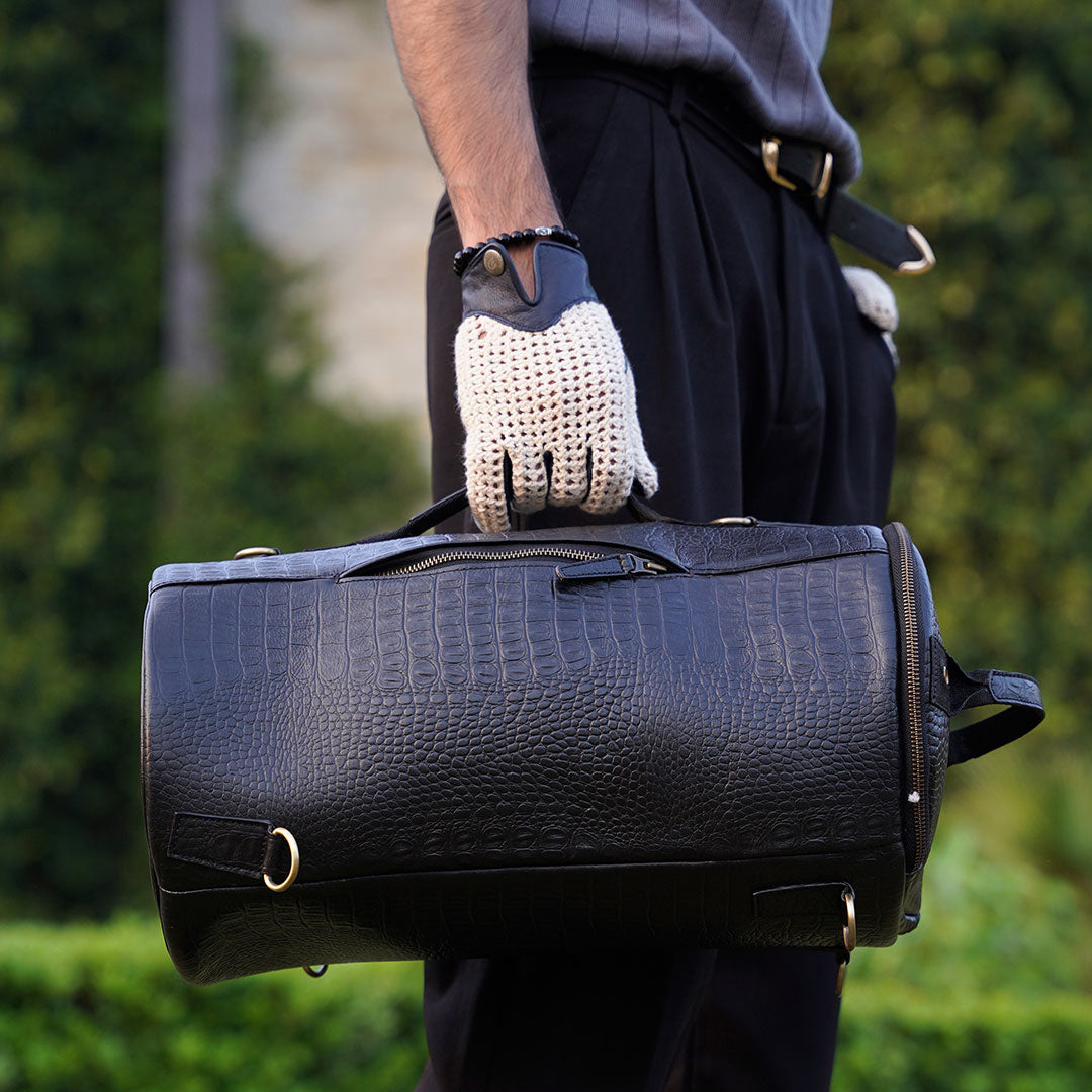 Personalized Brown Leather Roll-Top Backpack — Unisex Travel & Laptop Bag.
