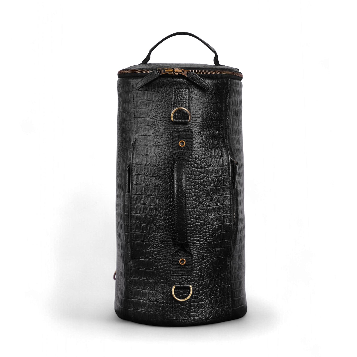 Personalized Brown Leather Roll-Top Backpack — Unisex Travel & Laptop Bag.