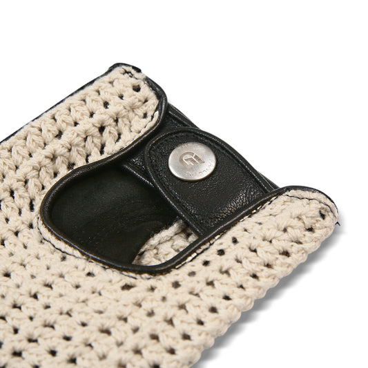 Men`s Real Leather Driving Gloves Retro Style Full Finger Crochet Back Chauffeur