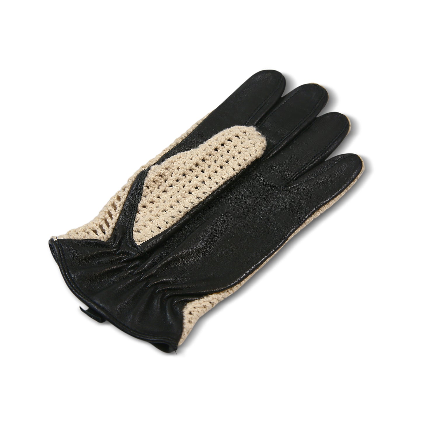 Men`s Real Leather Driving Gloves Retro Style Full Finger Crochet Back Chauffeur