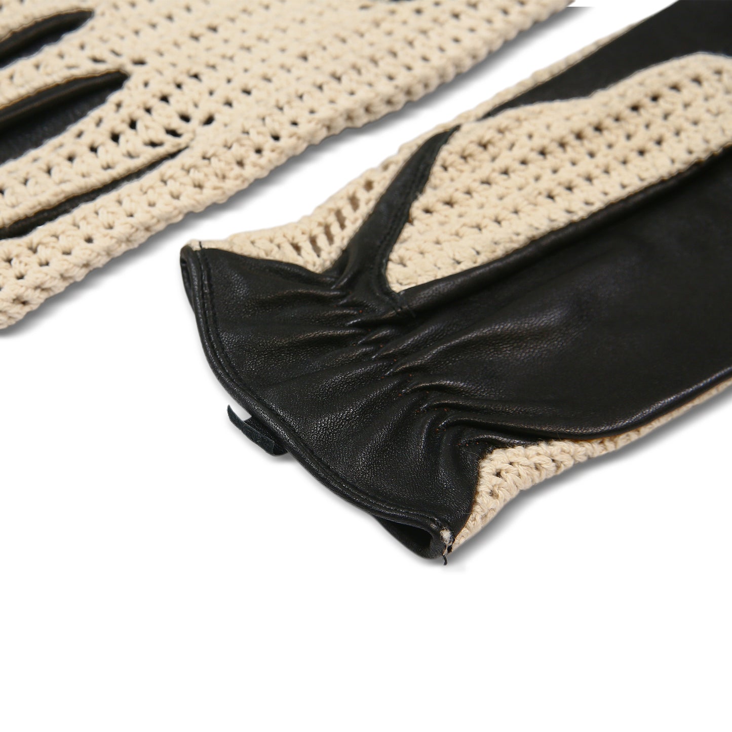 Men`s Real Leather Driving Gloves Retro Style Full Finger Crochet Back Chauffeur