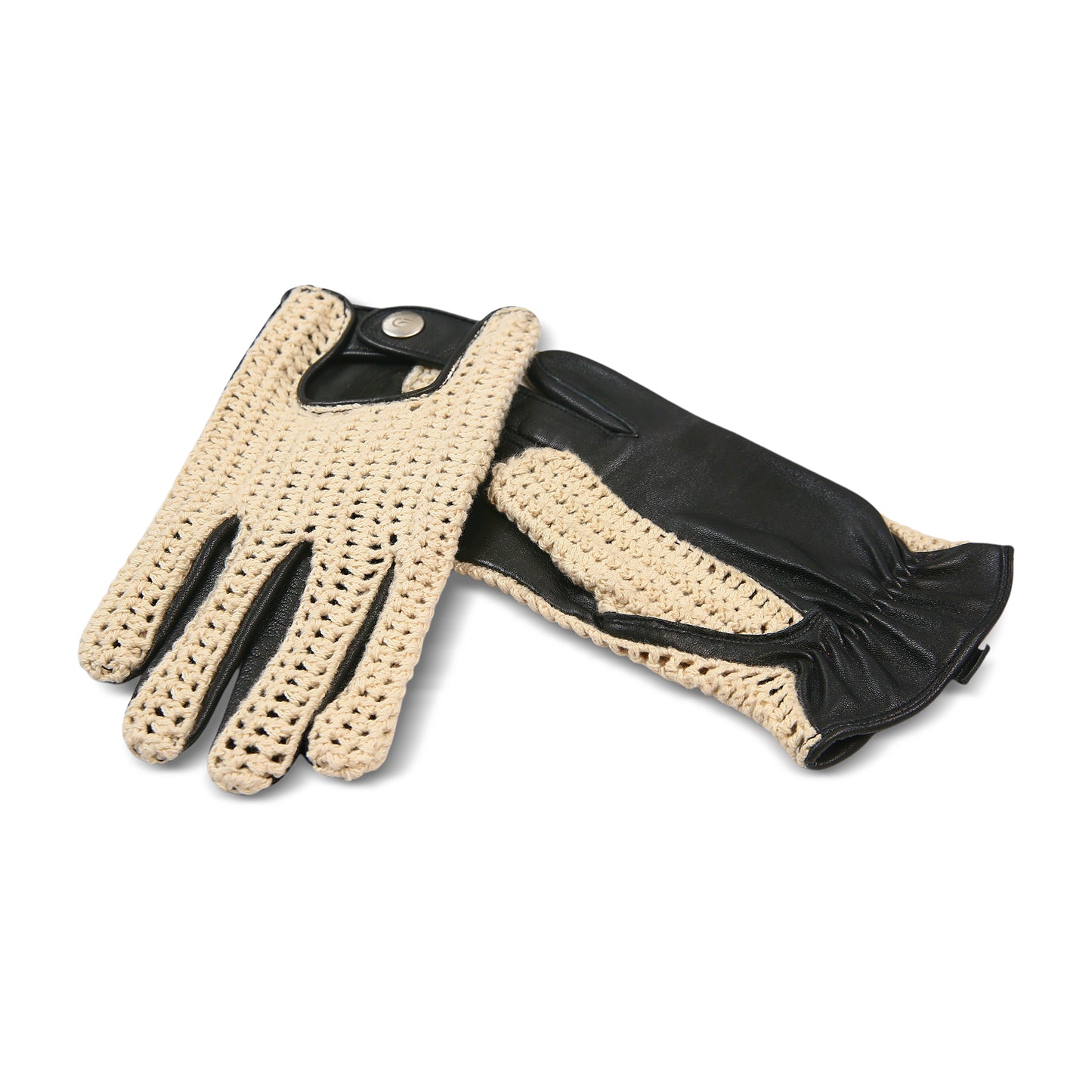 Men`s Real Leather Driving Gloves Retro Style Full Finger Crochet Back Chauffeur