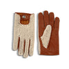 Men`s Real Leather Driving Gloves Retro Style Full Finger Crochet Back Chauffeur