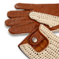 Men`s Real Leather Driving Gloves Retro Style Full Finger Crochet Back Chauffeur