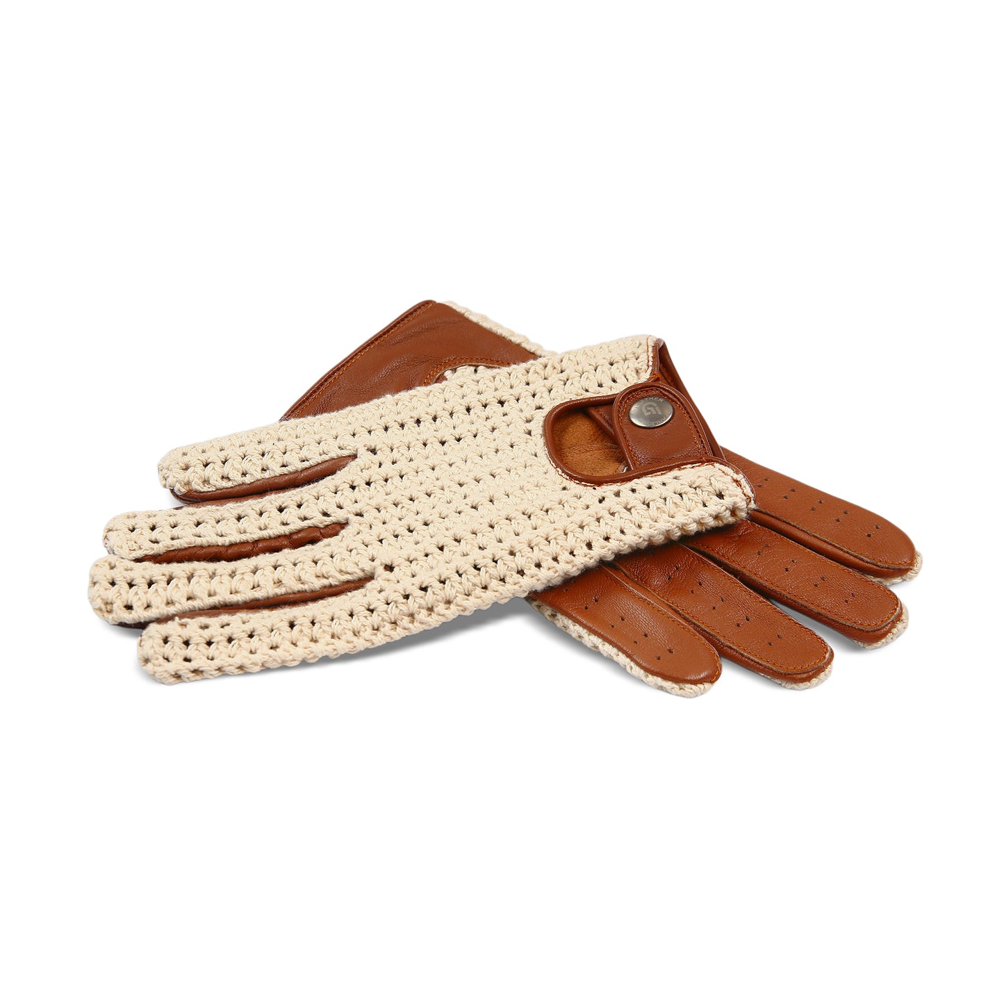 Men`s Real Leather Driving Gloves Retro Style Full Finger Crochet Back Chauffeur