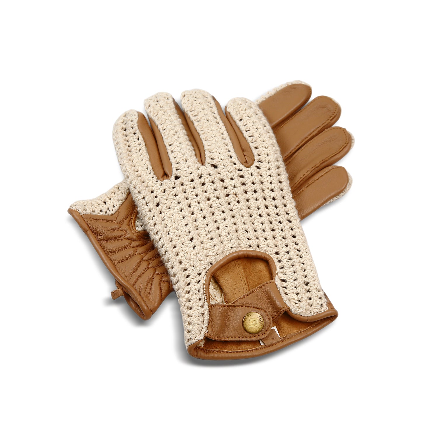 Men`s Real Leather Driving Gloves Retro Style Full Finger Crochet Back Chauffeur
