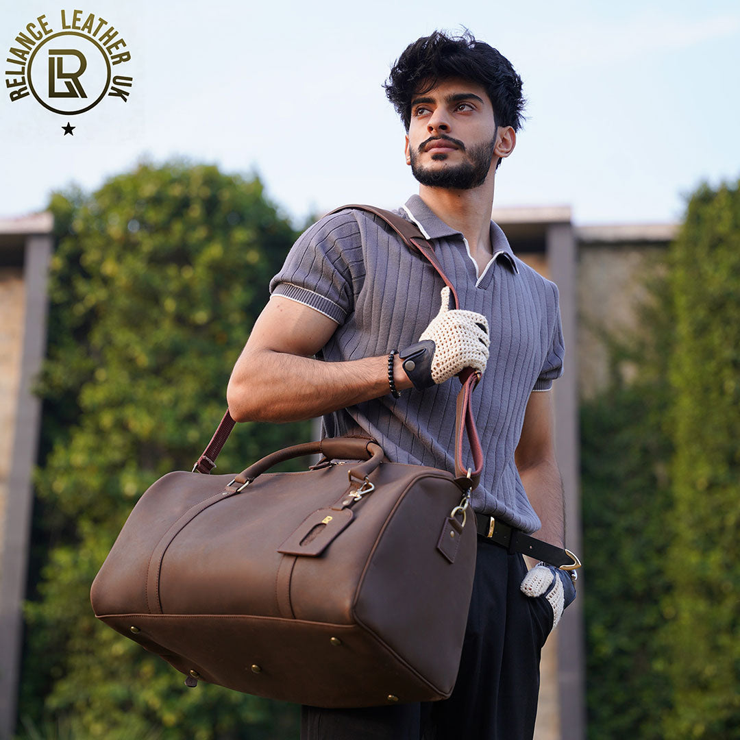 Genuine Cowhide Leather Gym ,Travel Duffle , Large Tote with Shoulder Strap