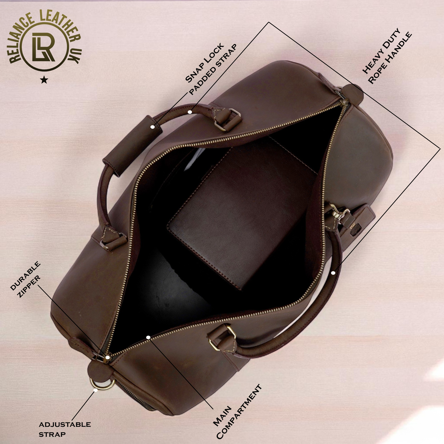 Genuine Cowhide Leather Gym ,Travel Duffle , Large Tote with Shoulder Strap