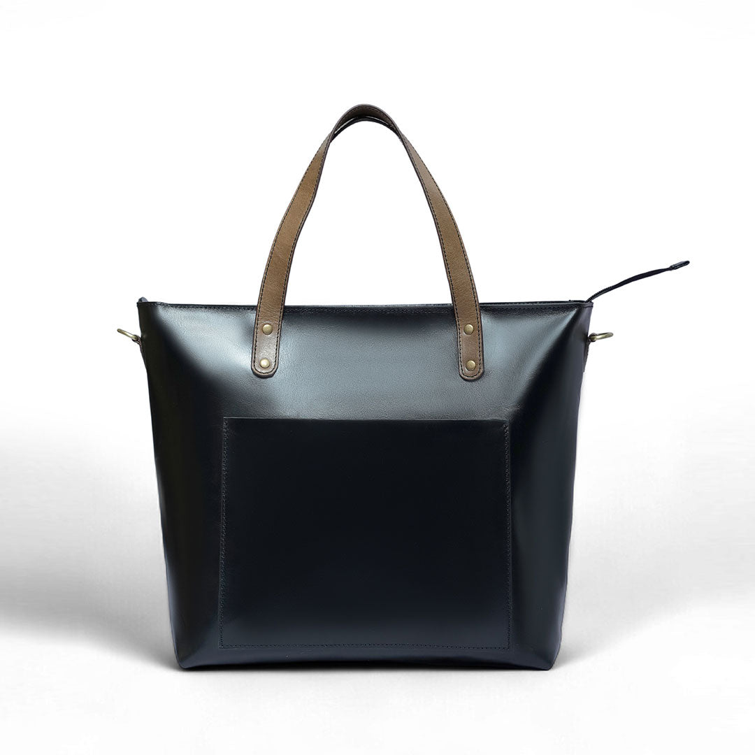 Women’s Black Leather Tote — Shoulder Bag / Purse