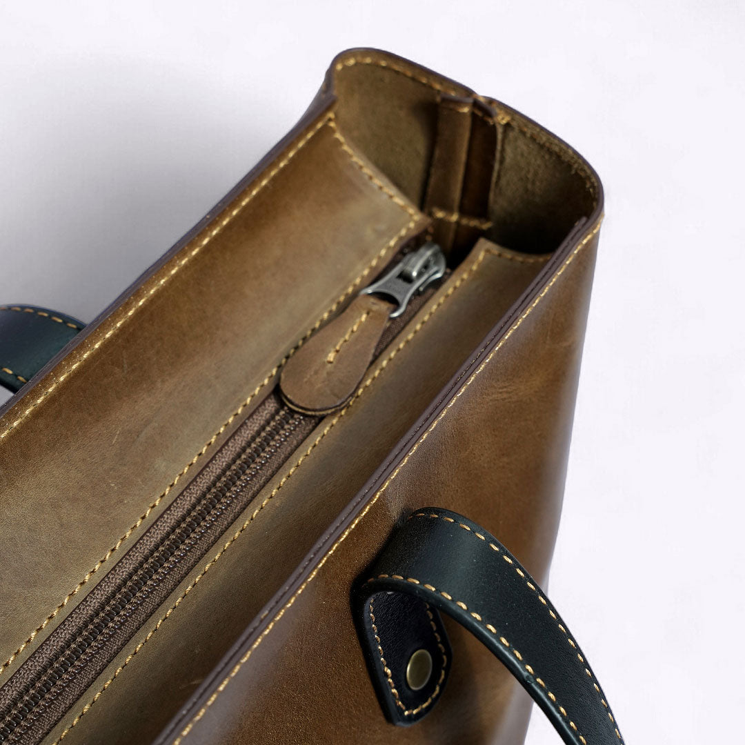 Women’s Brown Leather Tote — Large Work & Laptop Handbag