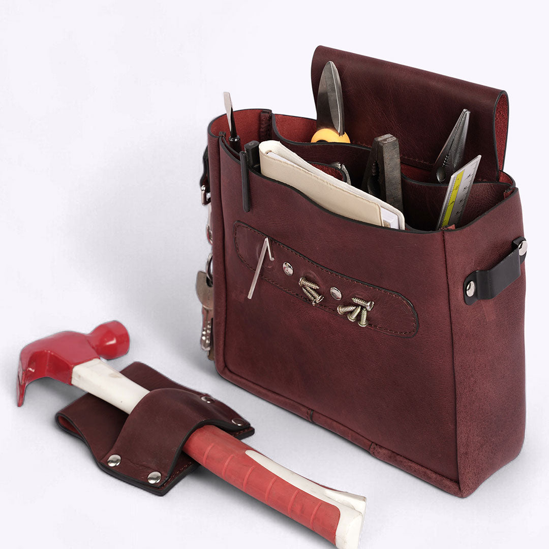 Garden Florist Leather Tool Belt – Handmade, Unisex, Brown Crazy Horse