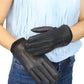 Winter Leather Gloves for Women, Premium Sheepskin Warm Gloves for Cold Weather, Fleece Lining Touch Screen Glove