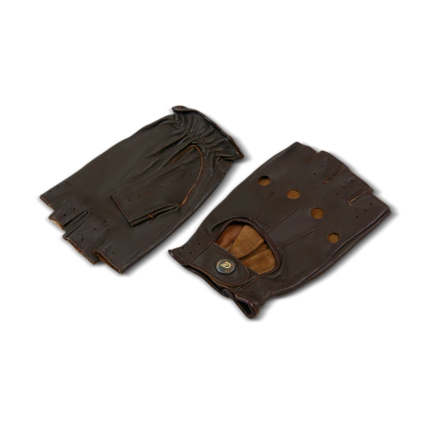 Chauffeur Driving Gloves Mesh Fingerless Cowhide Leather Palm Cotton Crochet Back Wheelchair Gloves