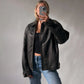 Ladies Classic black Leather Bomber jacket