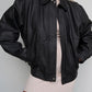 Ladies Classic black Leather Bomber jacket