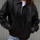 Ladies Classic black Leather Bomber jacket